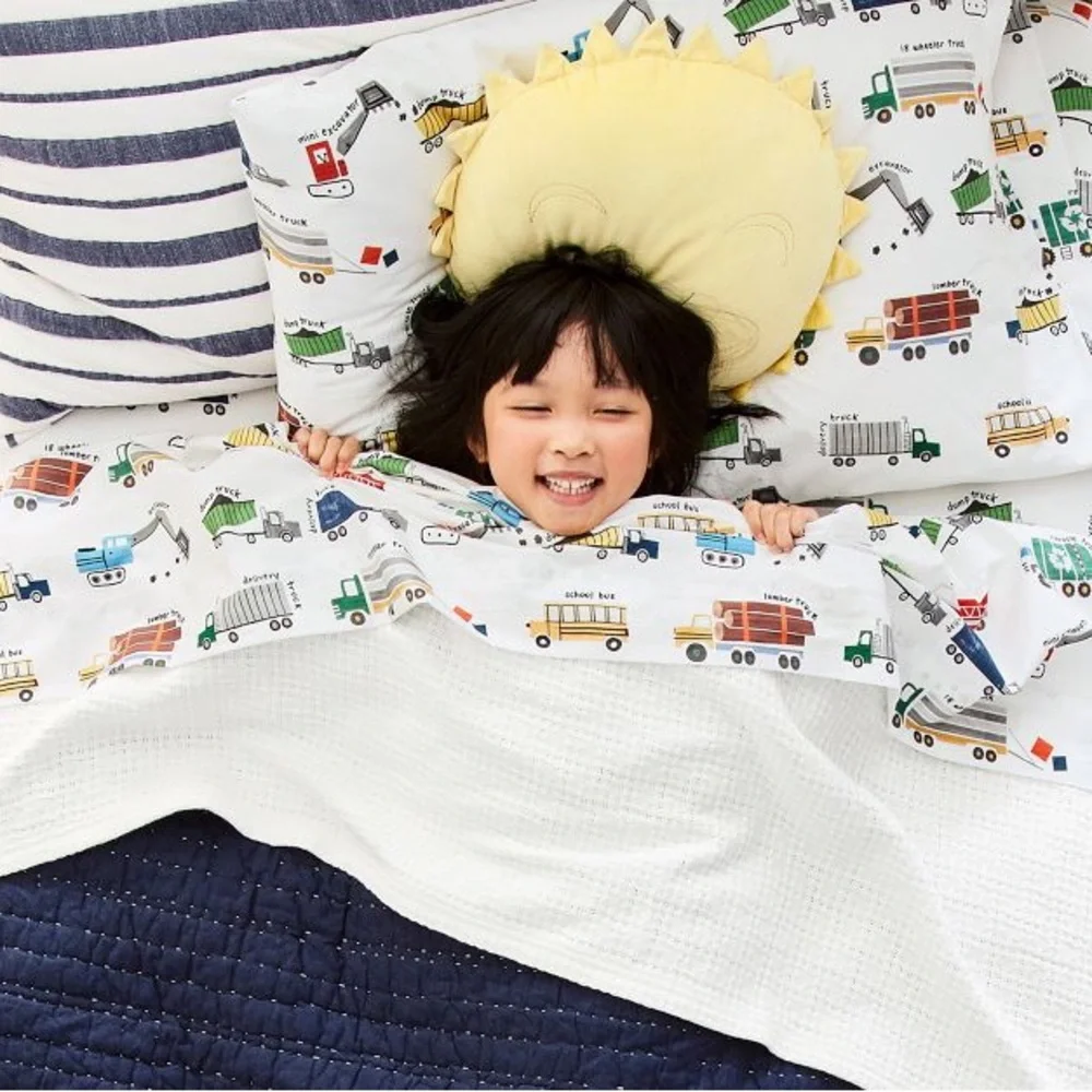 Pottery barn busy trucks organic sheet set